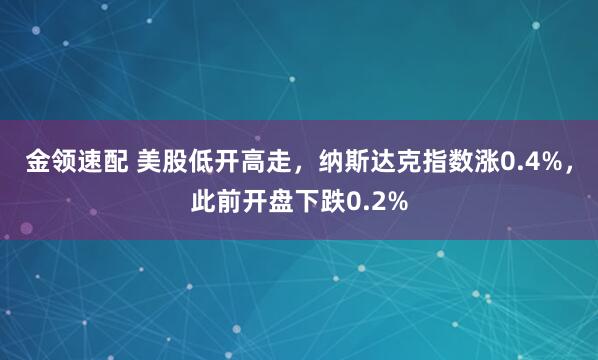 金领速配 美股低开高走，纳斯达克指数涨0.4%，此前开盘下跌0.2%