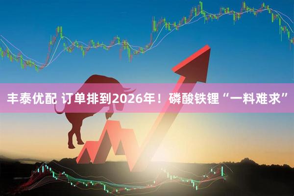 丰泰优配 订单排到2026年!磷酸铁锂“一料难求”
